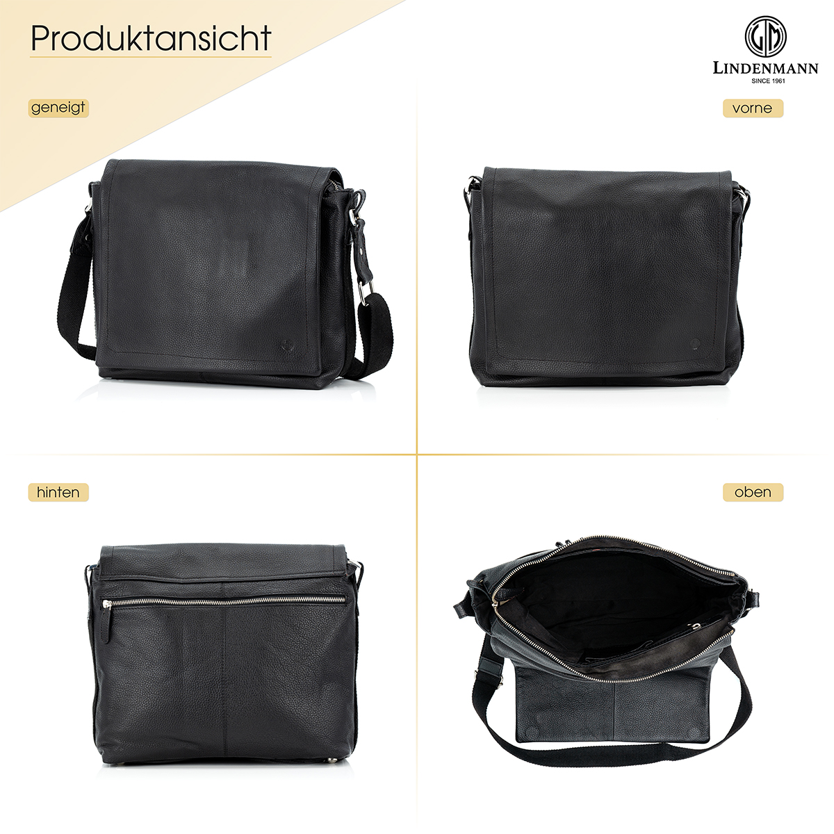 Lindenmann Ledertasche schwarz