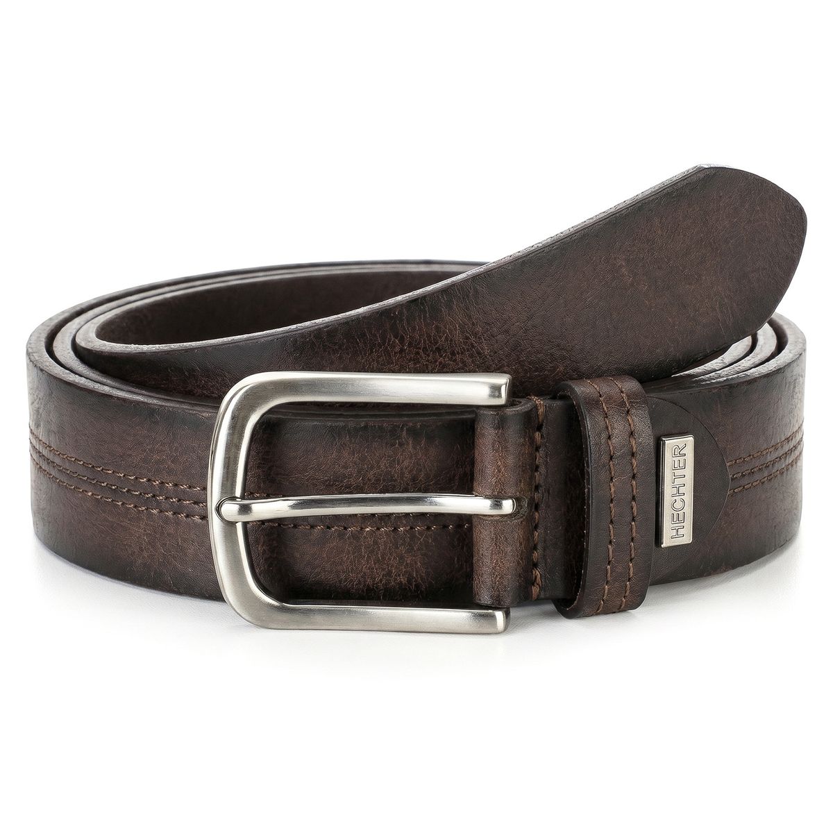Gürtel, Ledergürtel, Dunkelbraun, Metallschnalle, Breite, HECHTER Paris Herren Casual 100% Echtledergürtel dunkelbraun