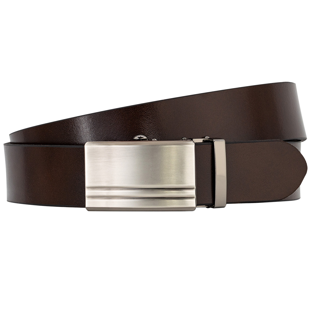 Gürtel, Leder, Braun, Schließe, Herren, LINDENMANN klassischer Herren Automatikgürtel aus 100% Echtleder mogano