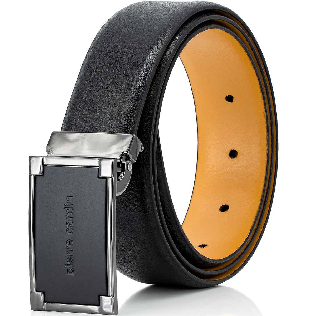 Pierre Cardin Herren Echtlederkoppelgürtel Herren schwarz