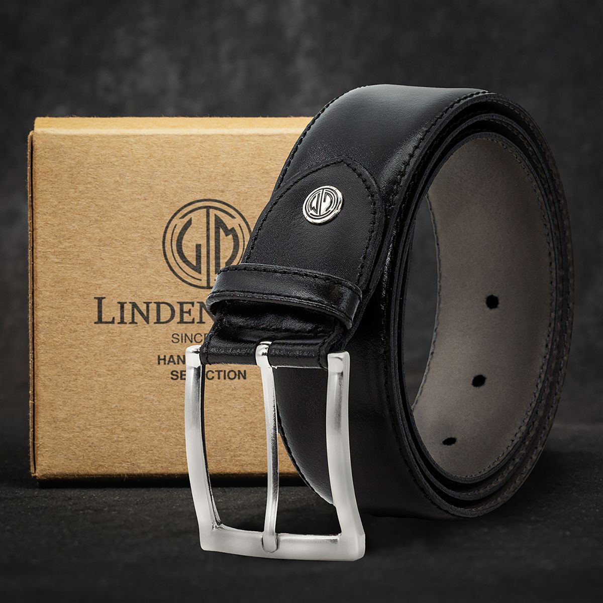 LINDENMANN Herrengürtel Leder schwarz