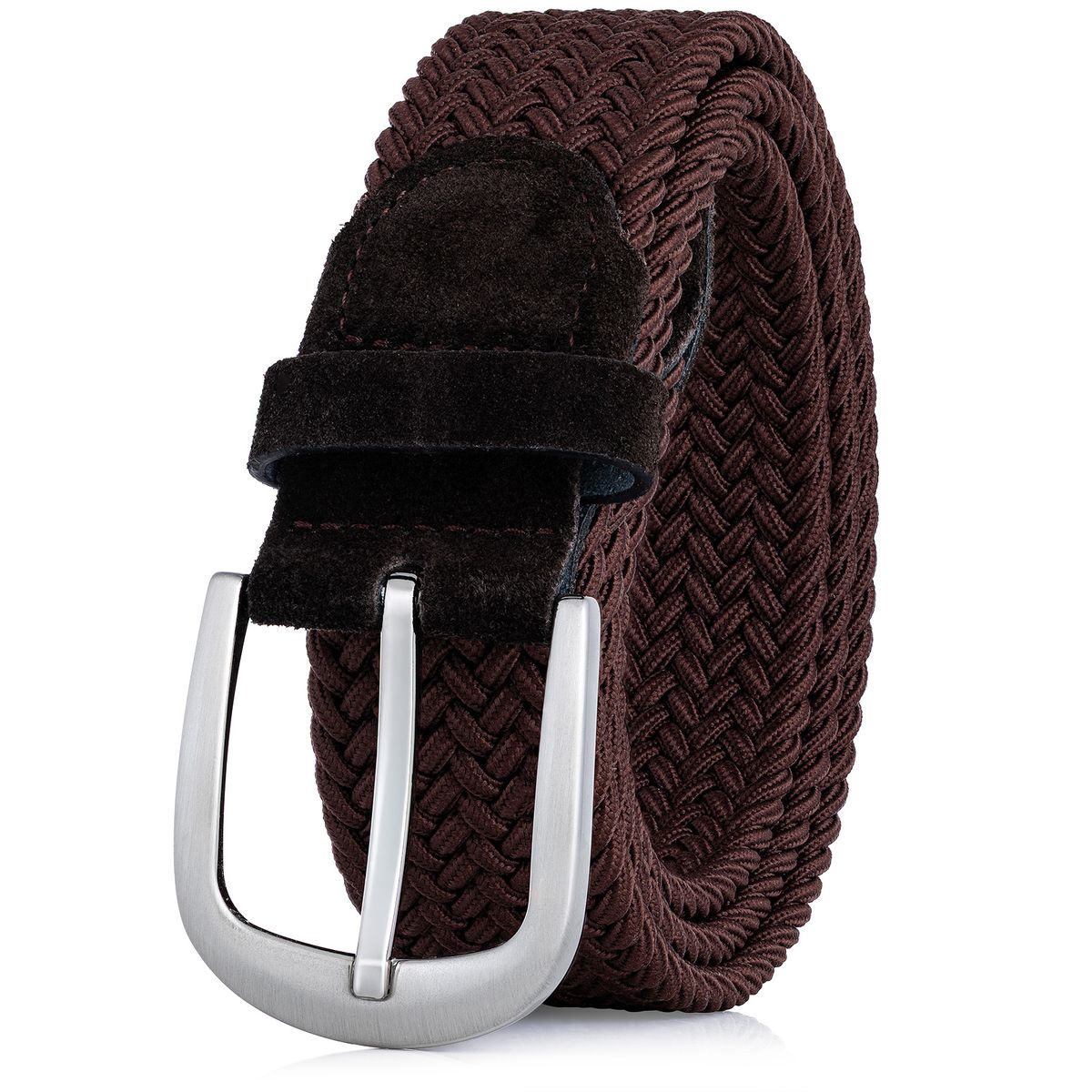 Gürtel, Braun, Geflochten, Schnalle, Velours, LINDENMANN Damen Flechtgürtel mit 100% echtem Rindleder an den Enden dunkelbraun