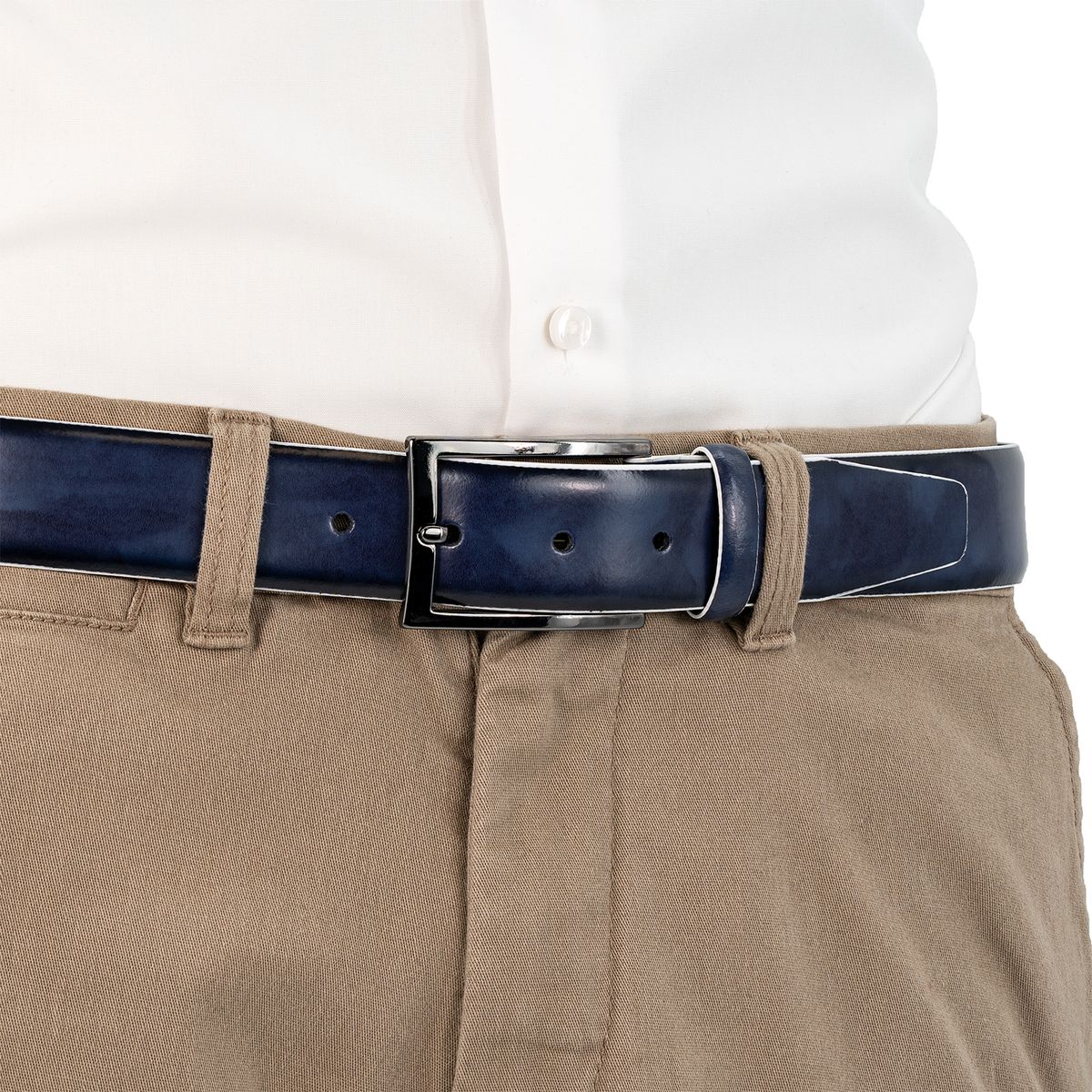 LINDENMANN Premium Anzugsgürtel Leder blau