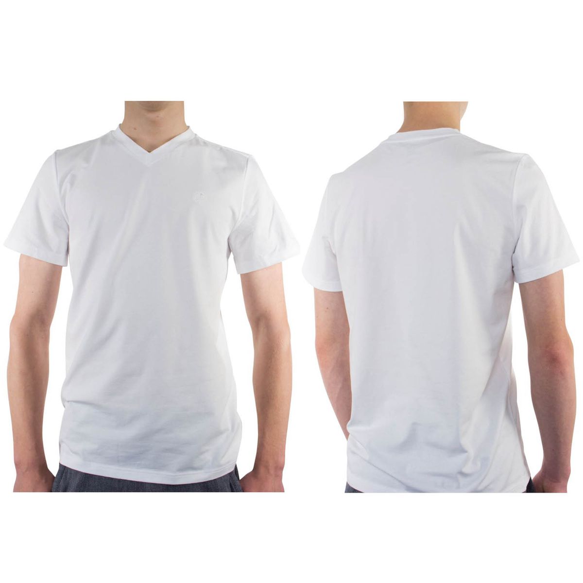 LINDENMANN T-Shirt V-Ausschnitt Bio-Baumwolle Herren Weiss