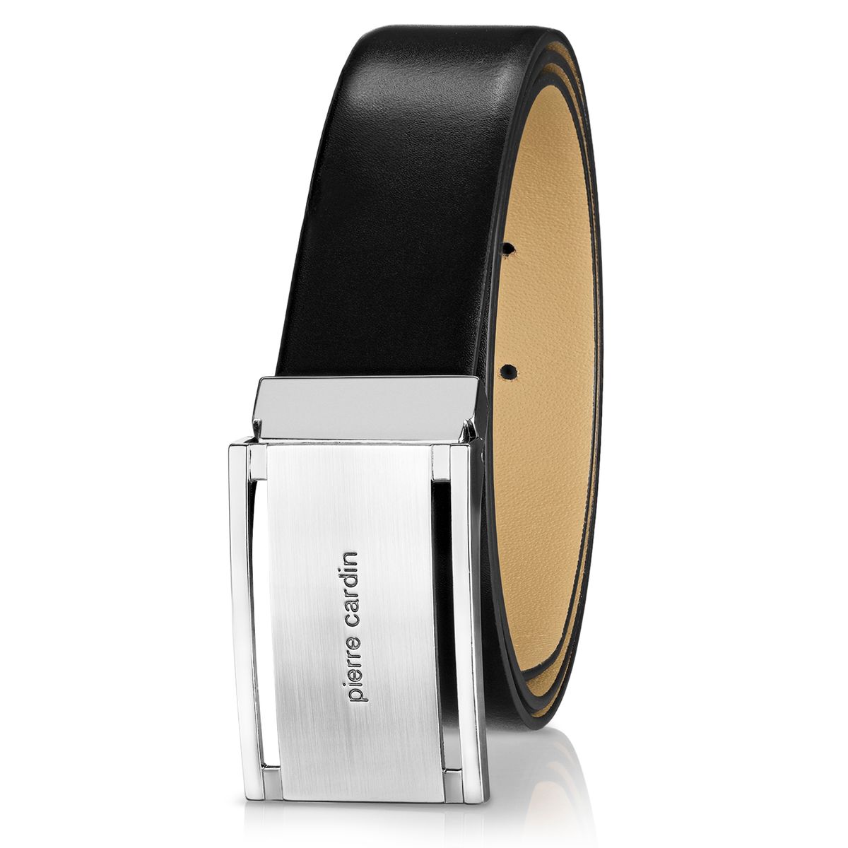 Gurtel, Leder, Schwarz, metallischer Verschluss, Pin buckle, Pierre Cardin Herren-Koppel-Leder-Gürtel schwarz