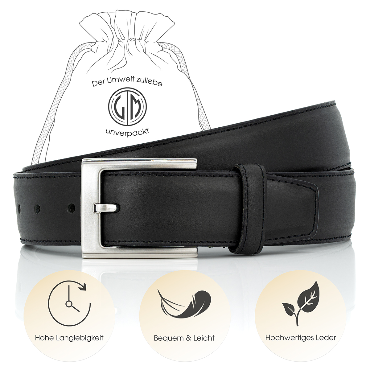 LINDENMANN Ledergürtel schwarz