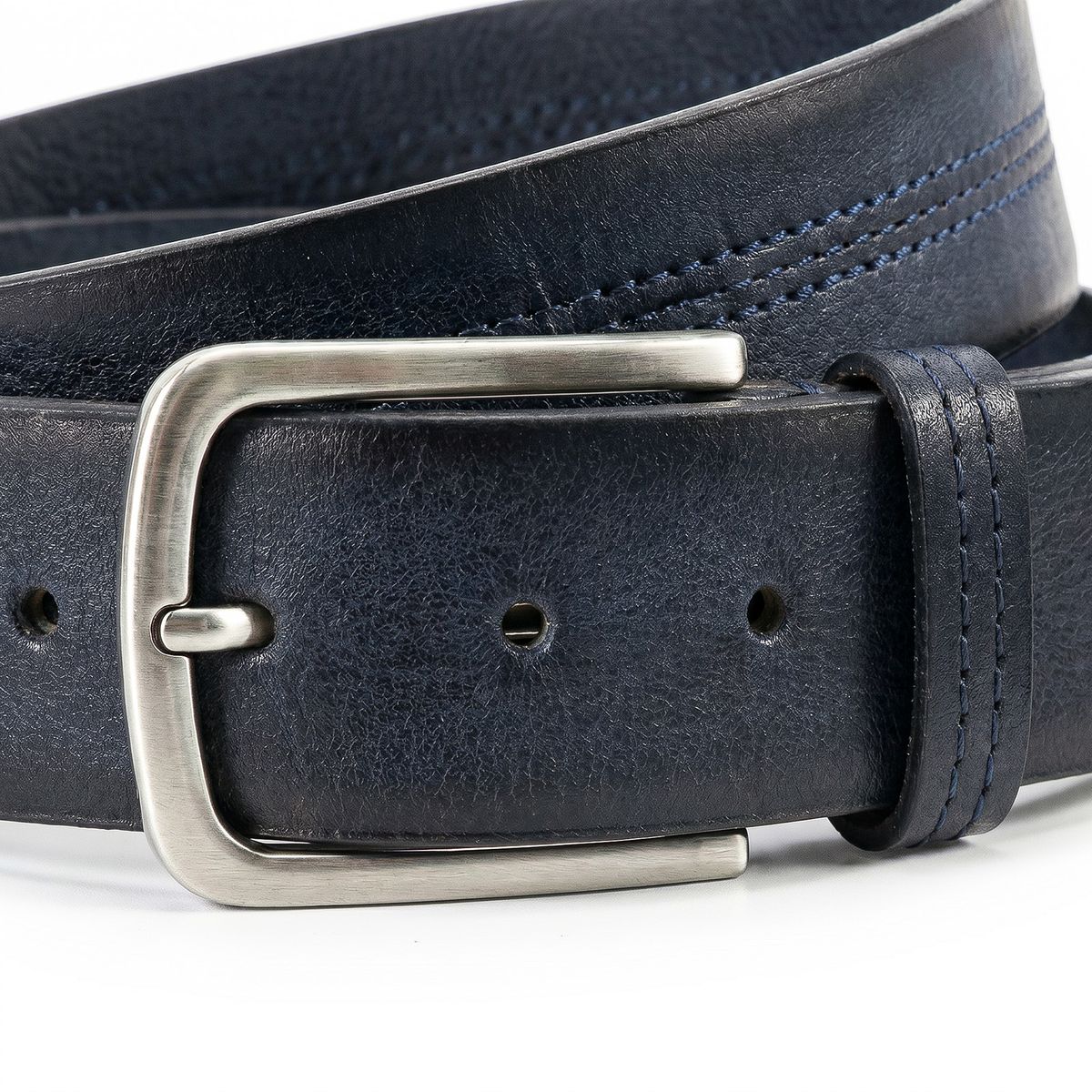 Gürtel, Ledergürtel, Dunkelblau, Metallschnalle, Gürtel Schnalle, HECHTER Paris Herren Casual 100% Echtledergürtel marine