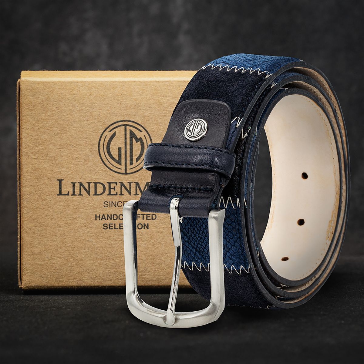LINDENMANN Herrengürtel Jeans blau