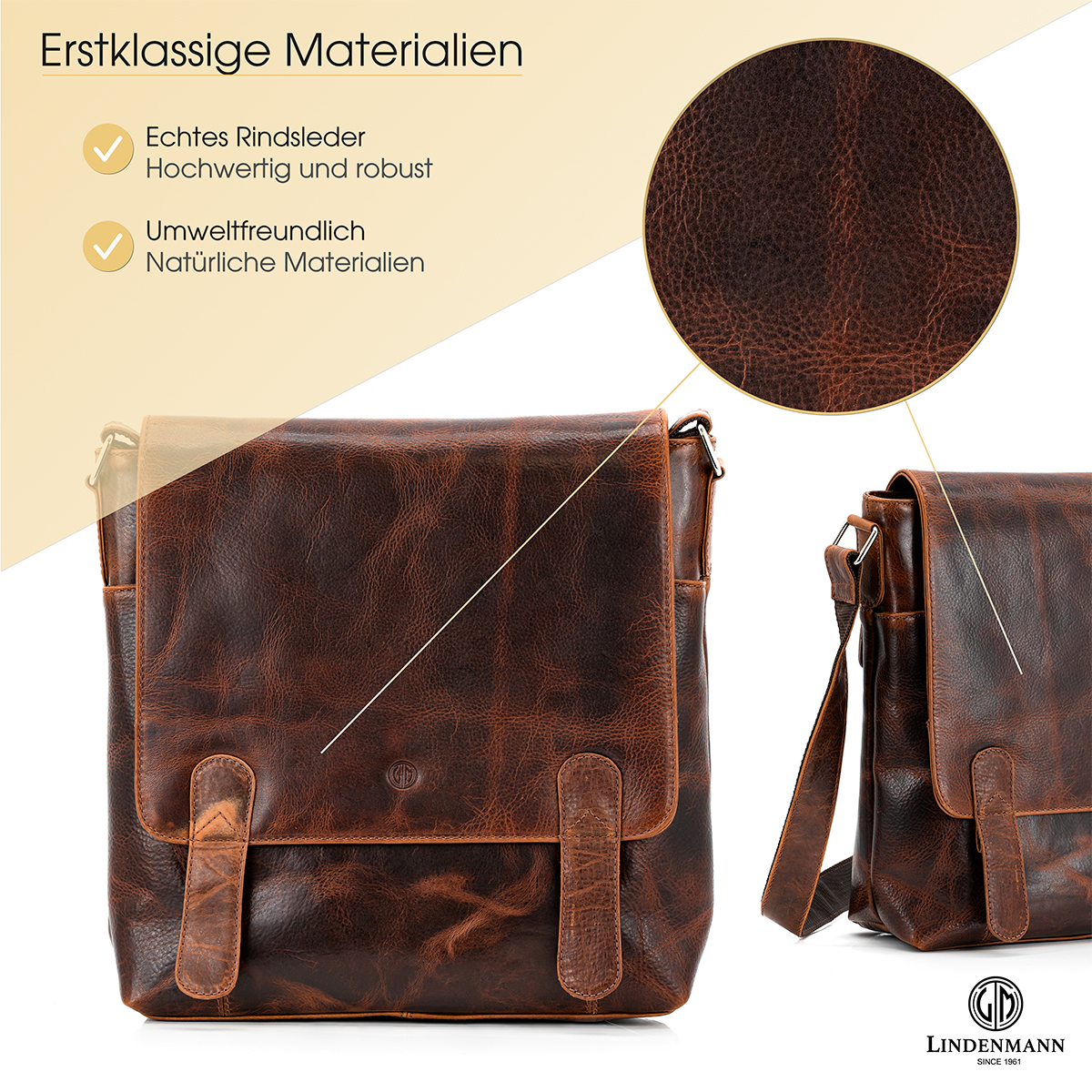 Lindenmann Ledertasche braun