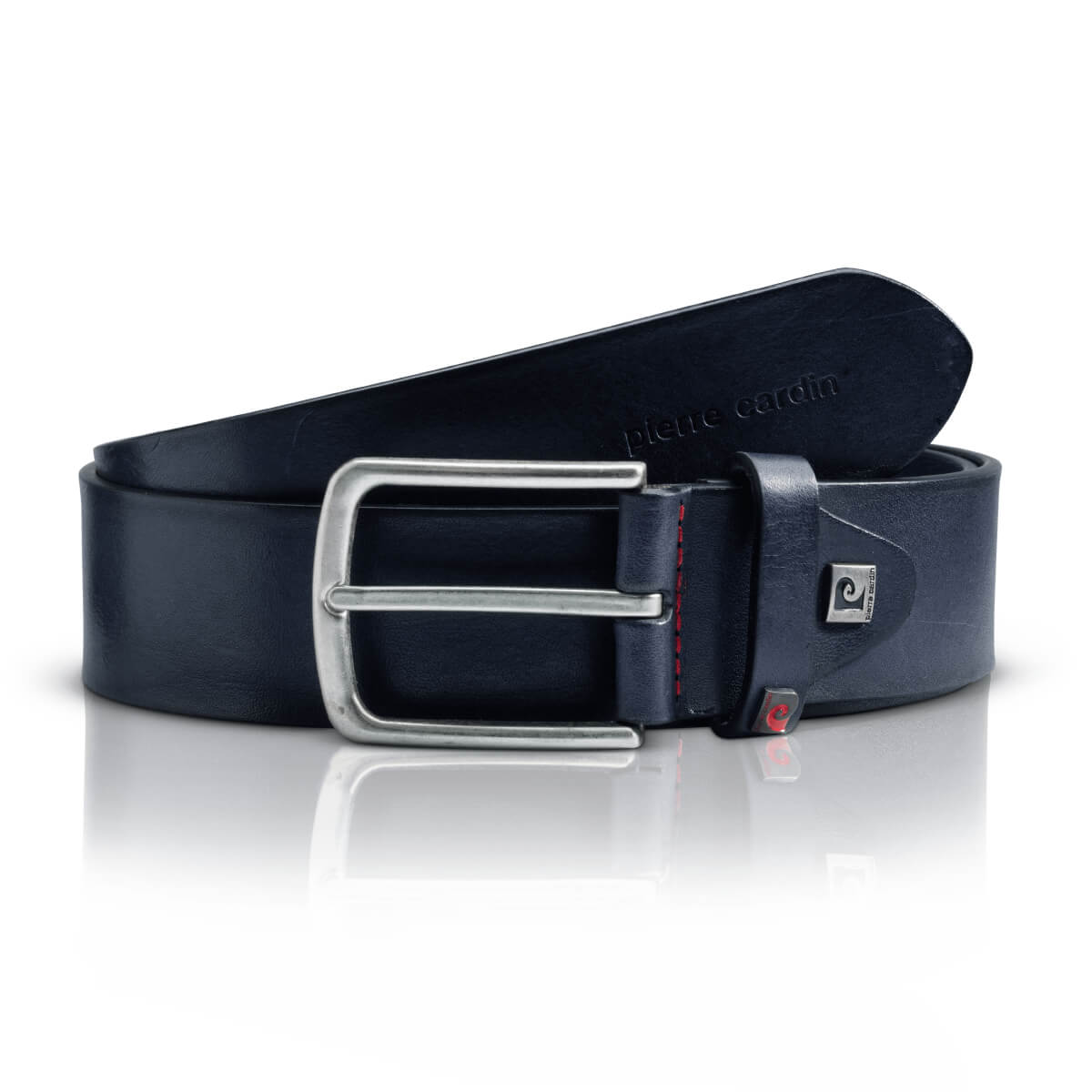 Pierre Cardin Leder-Gürtel Herren, Jeans-Gürtel Herren 40 mm breit Vollrindleder marine