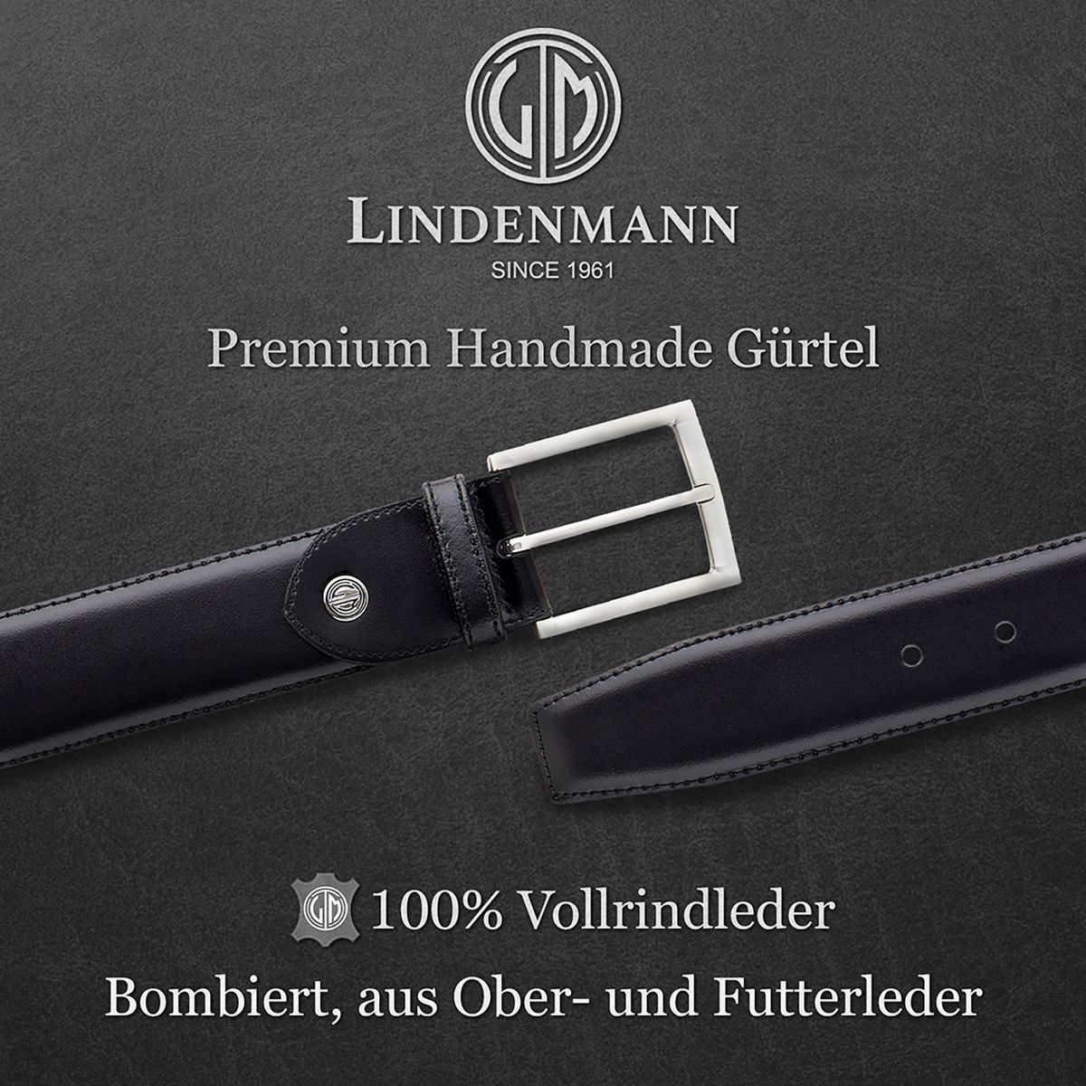 LINDENMANN Herrengürtel Leder schwarz