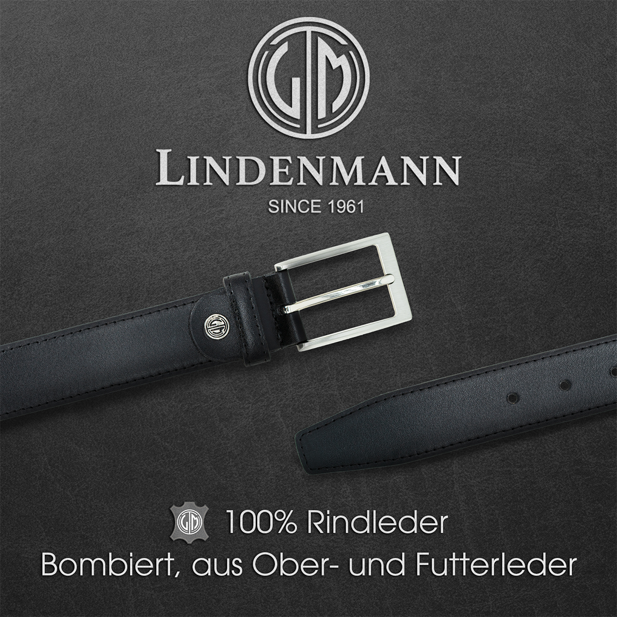 LINDENMANN Herrengürtel Rindleder schwarz LINDENMANN Ledergürtel Herren schwarz