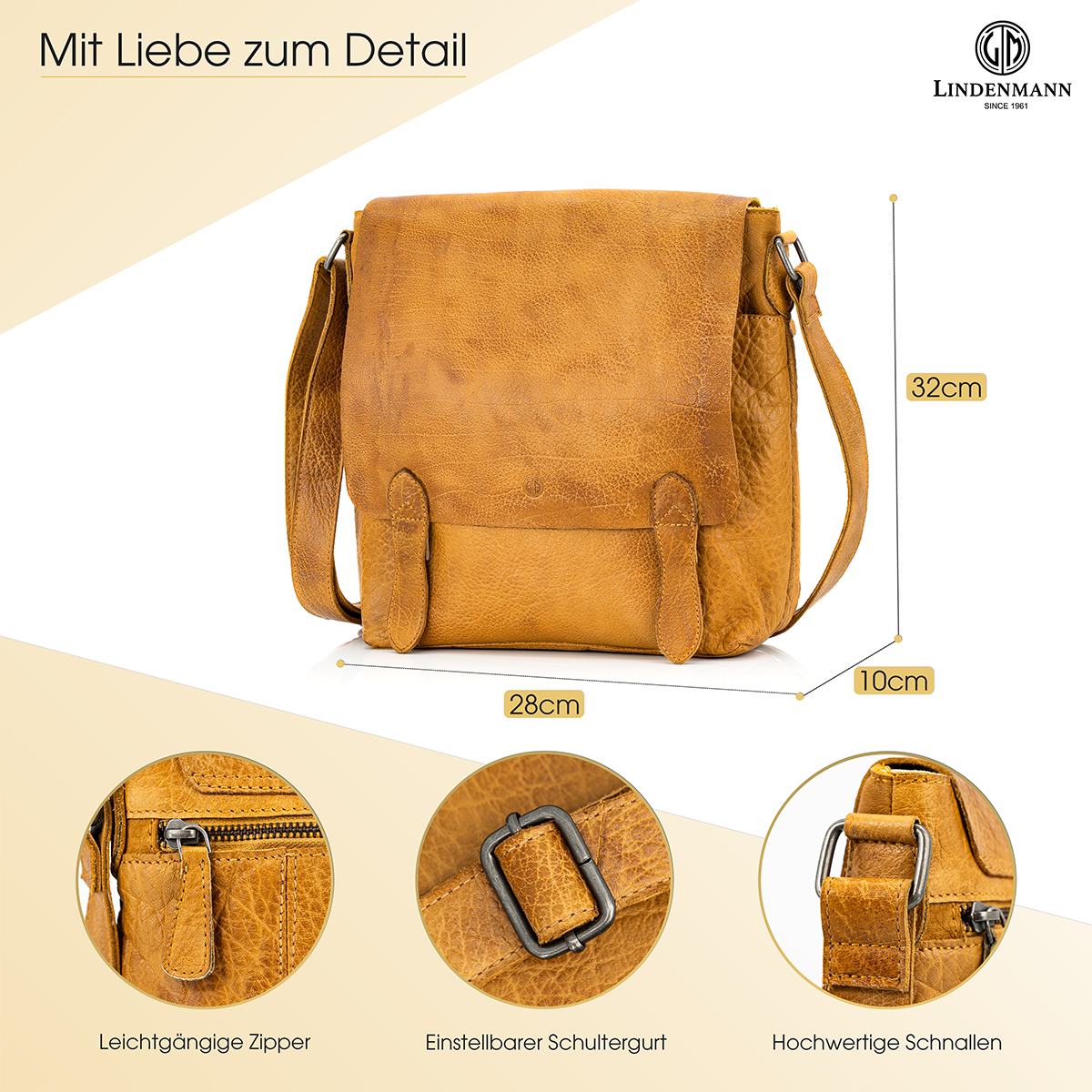 Lindenmann Ledertasche cognac