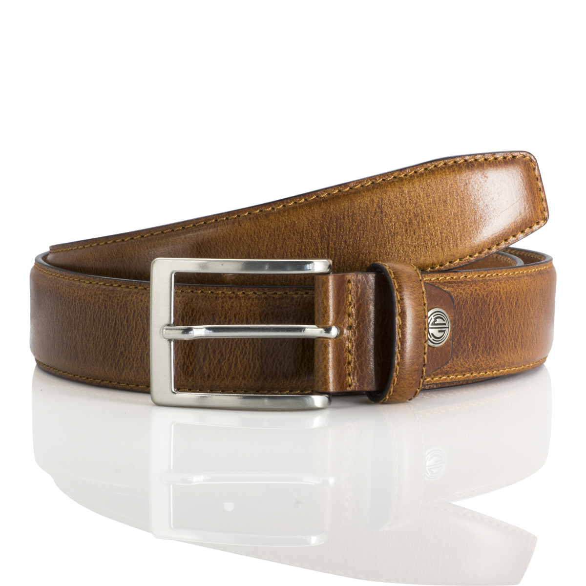 LINDENMANN Anzug-Ledergürtel Herren35 mm Vollrind cognac