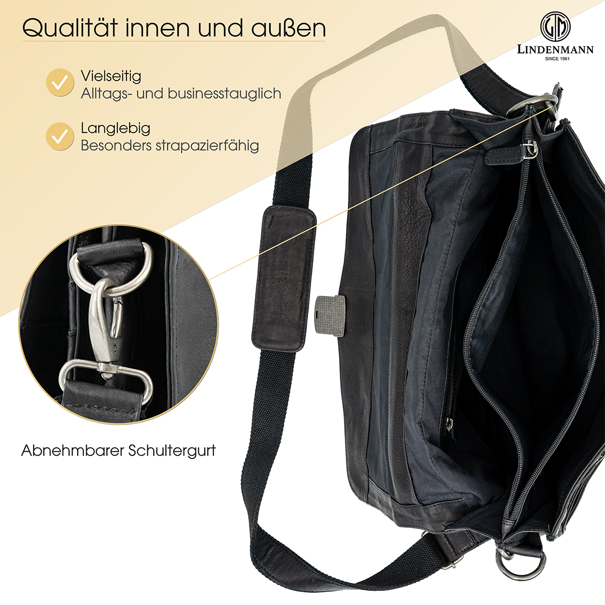 Lindenmann Ledertasche schwarz