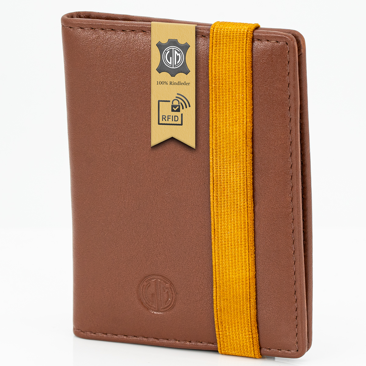 LINDENMANN Leder-Cardholder cognac gelb