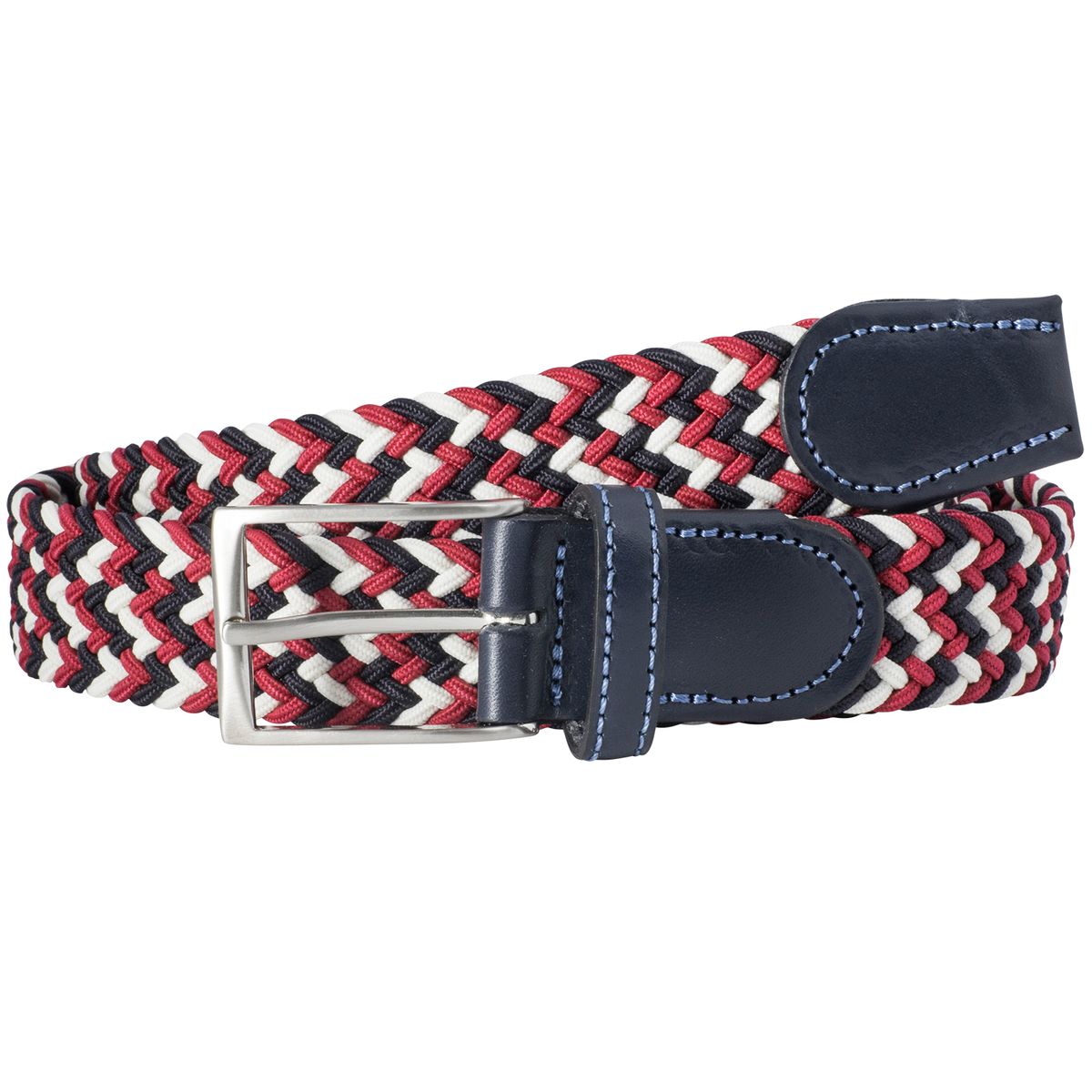 LINDENMANN Ledergürtel Herren, rot/weiß/schwarz 32 mm Vollrindleder