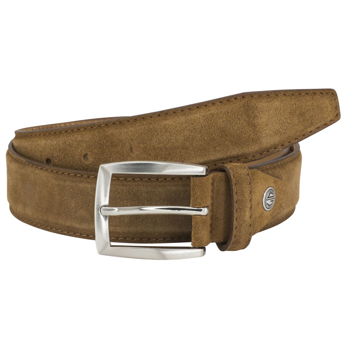 LINDENMANN Leder-Gürtel Herren 35 mm Veloursleder cognac