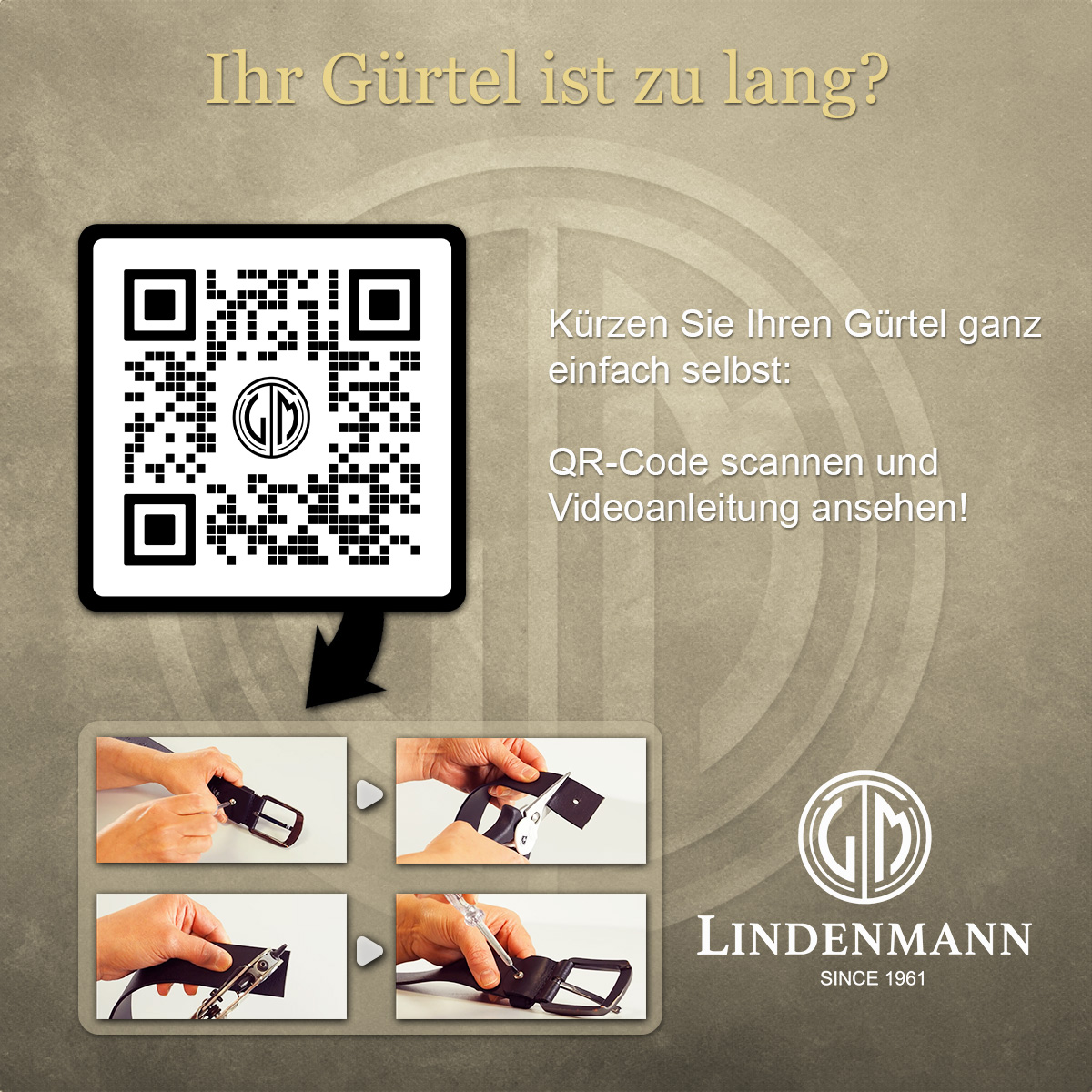 LINDENMANN Ledergürtel Jeans Herren cognac