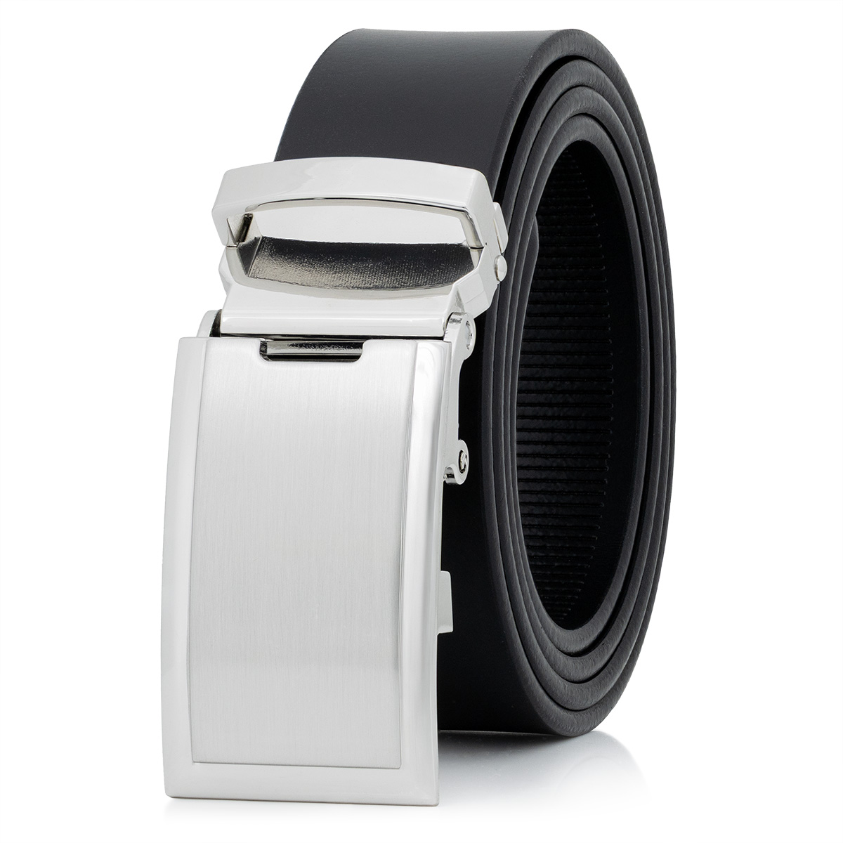 LINDENMANN eleganter Anzugautomatikgürtel für Herren aus 100% Vollrindleder in schwarz passend zu elegantem Stil