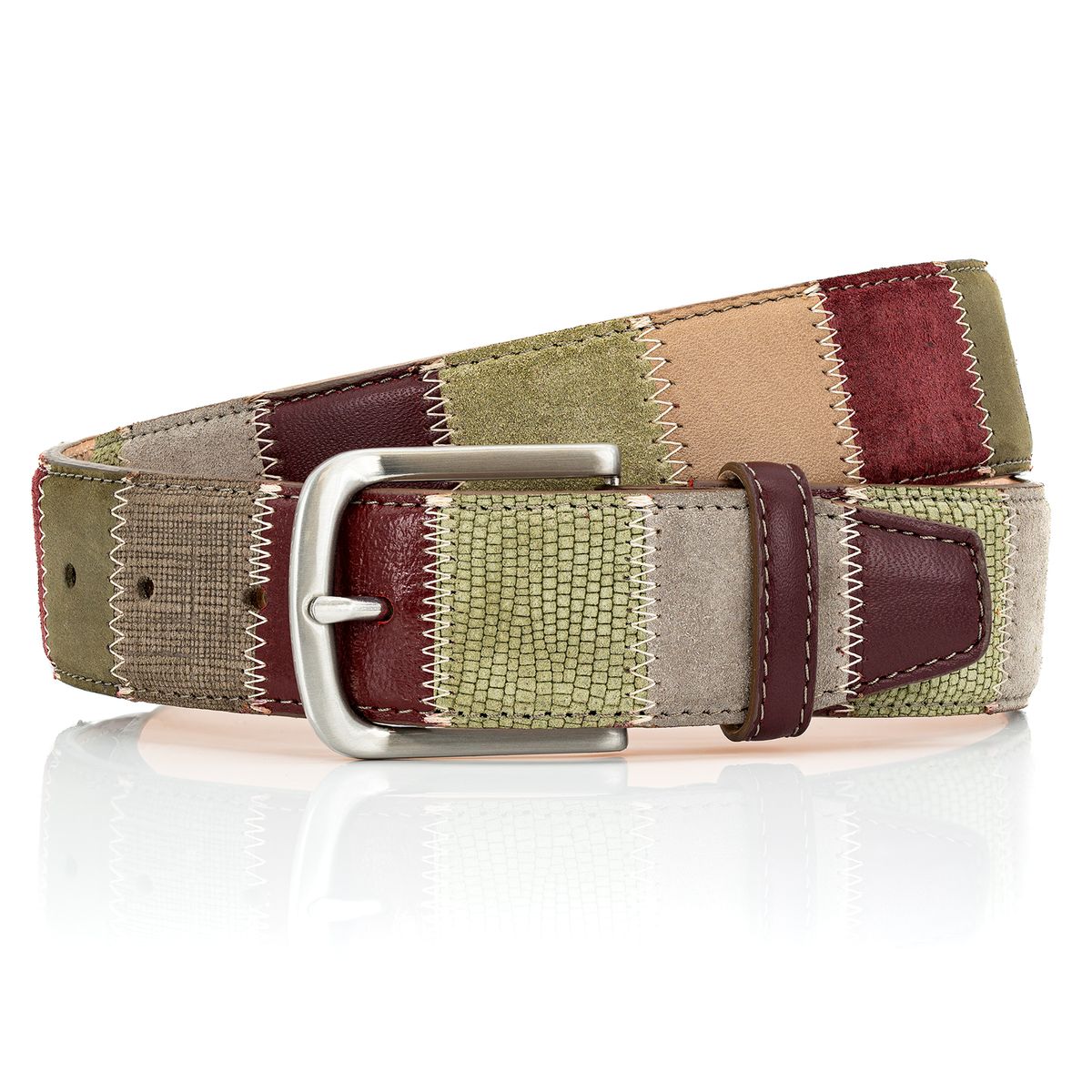 LINDENMANN Herrengürtel Jeans grün/braun/rot