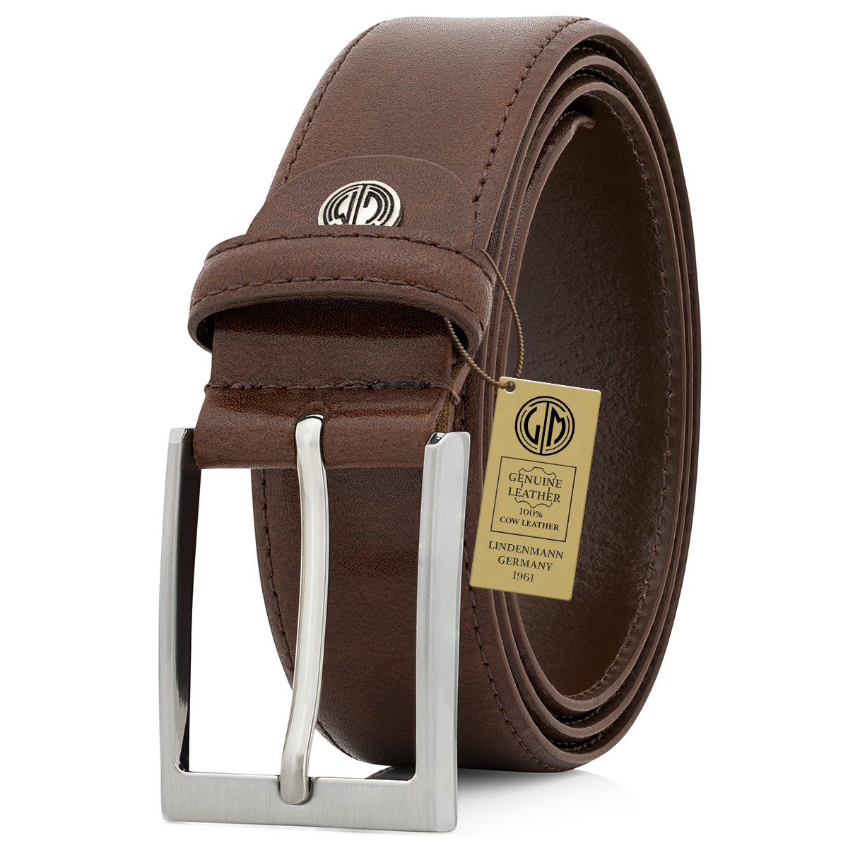 LINDENMANN Herrengürtel Leder mogano