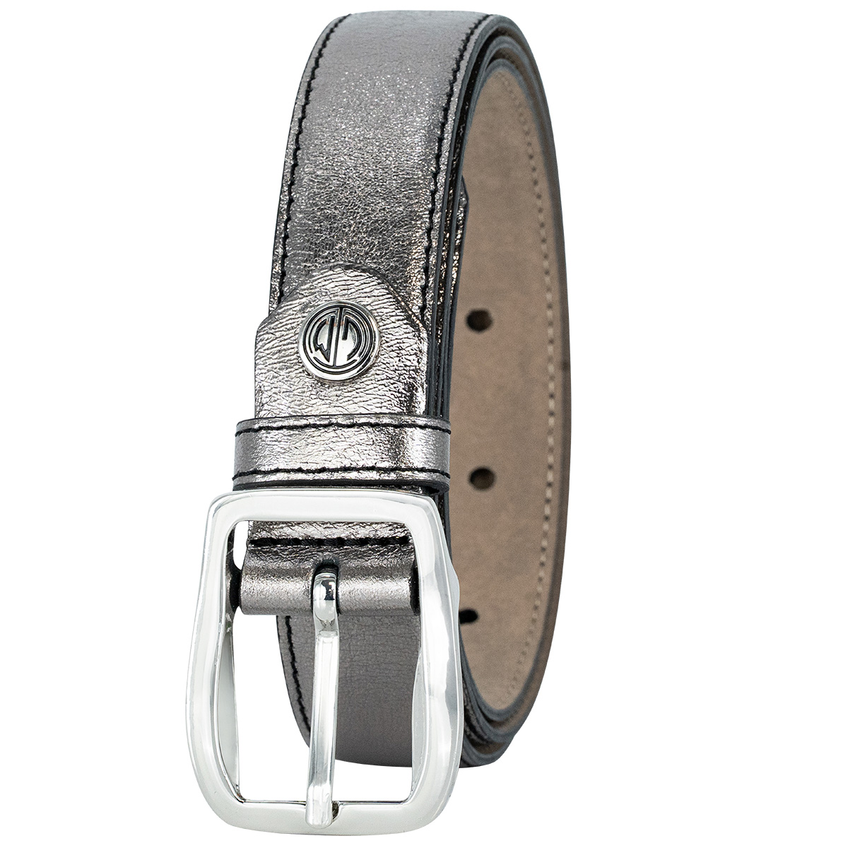 LINDENMANN Rindleder Damengürtel Silber Metallic
