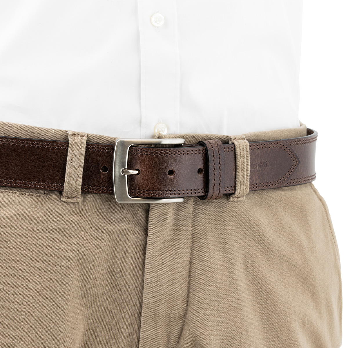 Pierre Cardin Leder-Gürtel Herren, Jeans-Gürtel Herren 40 mm breit, Gürtel Herren, Vollrindleder XL dunkelbraun