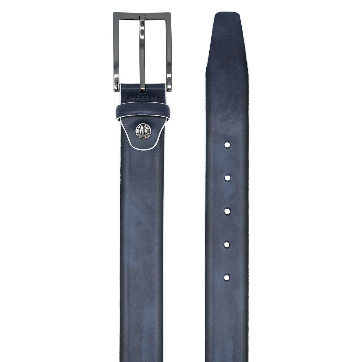 LINDENMANN Premium Anzugsgürtel Leder blau