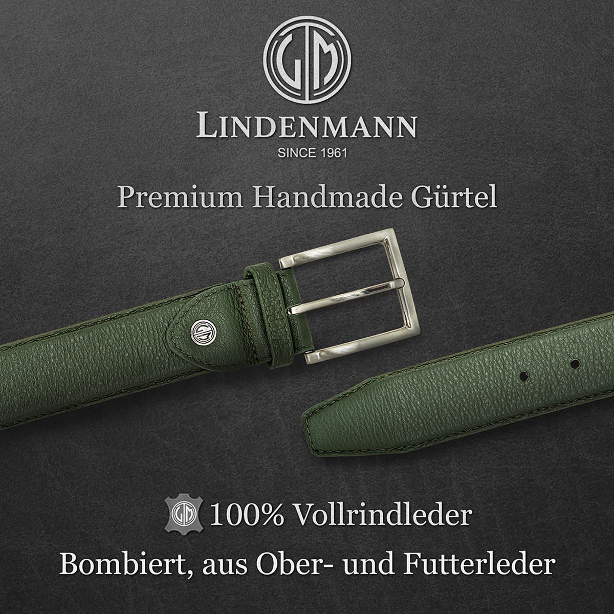 LINDENMANN Herrengürtel Leder grün