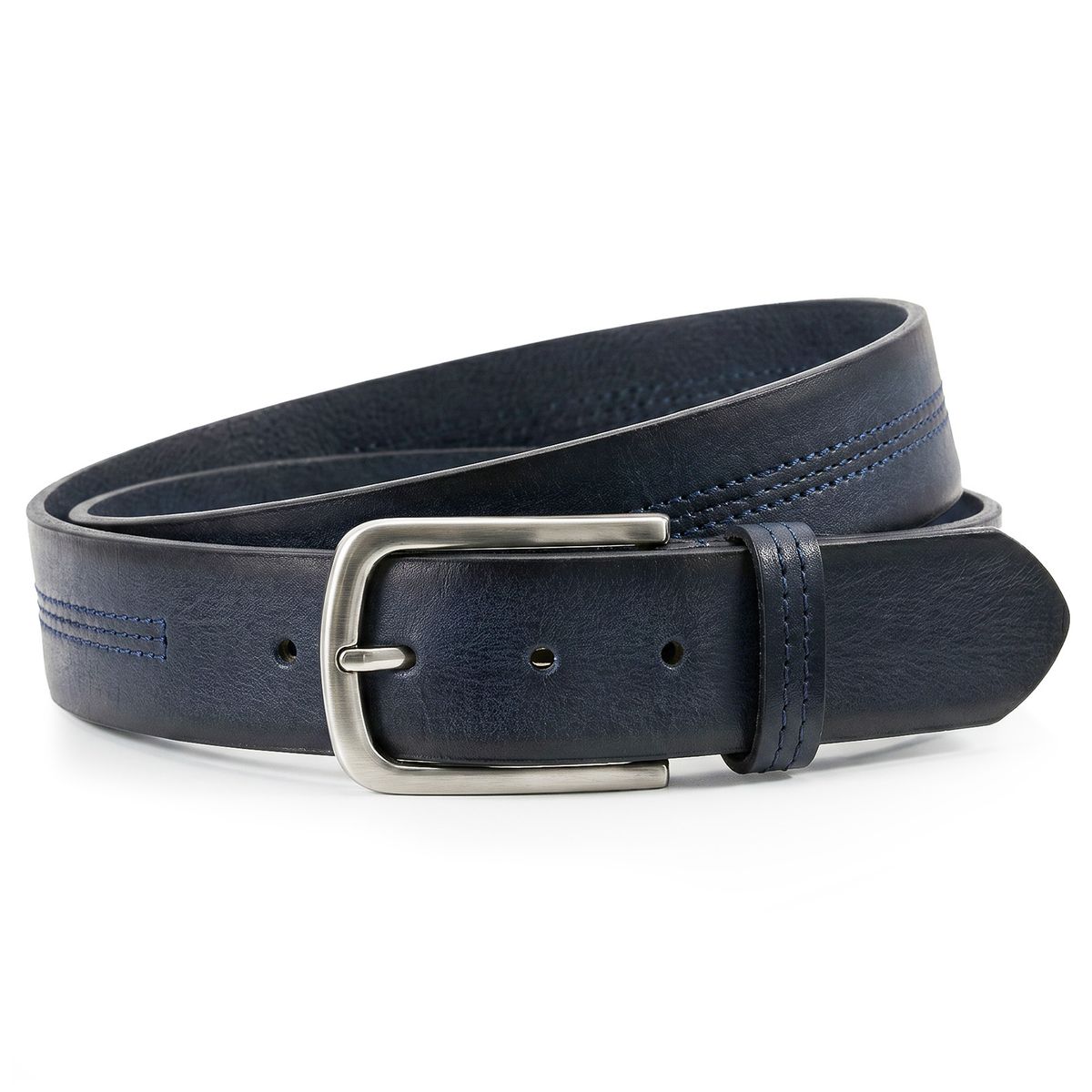 Gürtel, Leder, Dunkelblau, Metall-Schnalle, Breite, HECHTER Paris Herren Casual 100% Echtledergürtel marine