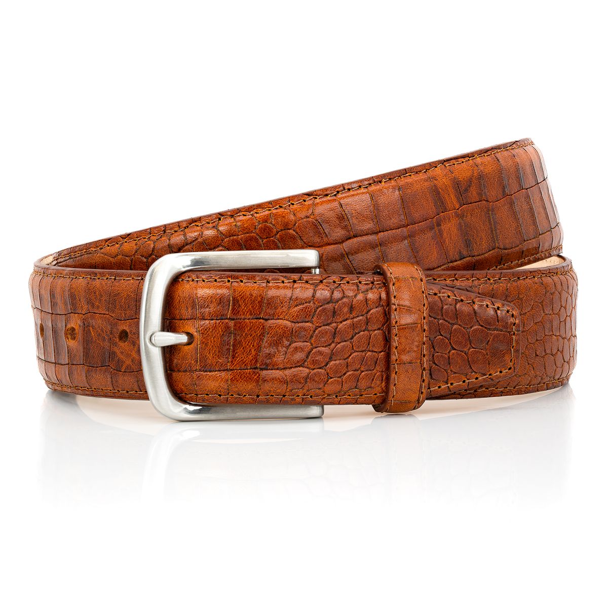 LINDENMANN Handmade Ledergürtel Herren cognac LINDENMANN Jeansgürtel Herren cognac