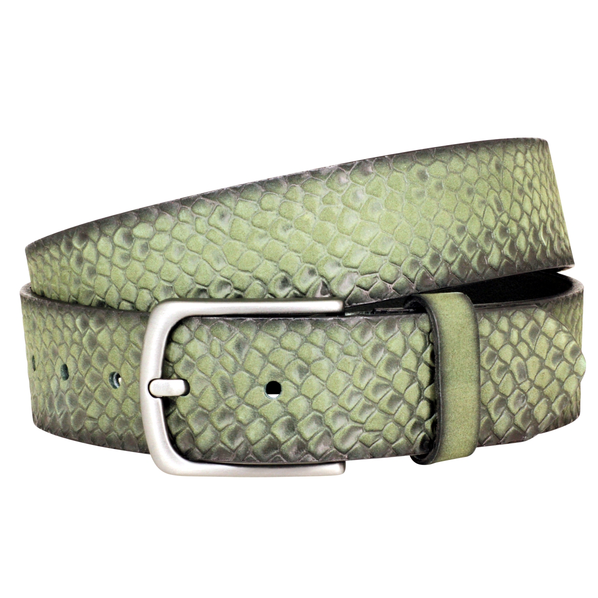 LINDENMANN Rindledergürtel Herren 40 mm breit, Jeans Gürtel Herren, Vollrindleder grün