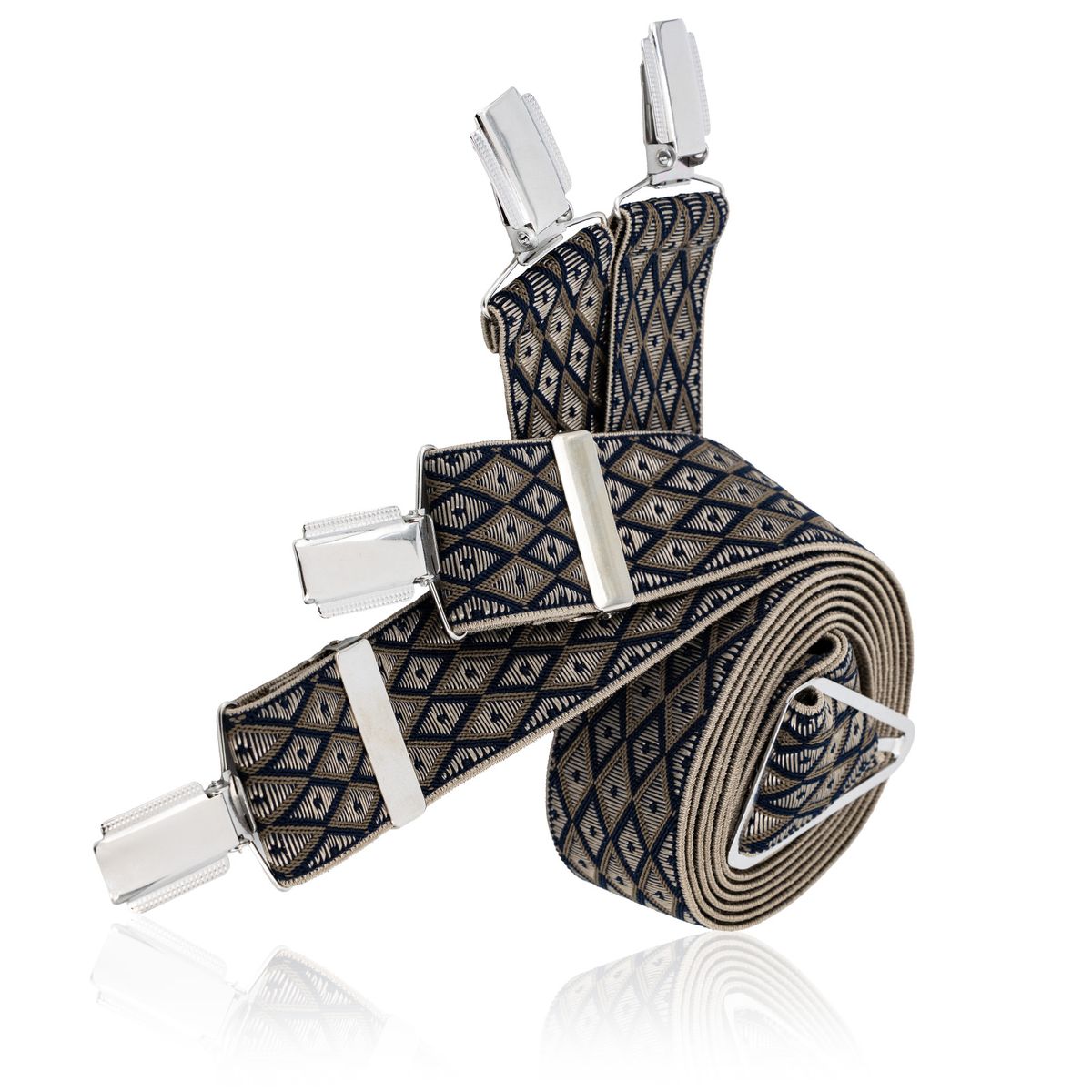 LINDENMANN Hosenträger Herren X-Form Rautenmuster beige