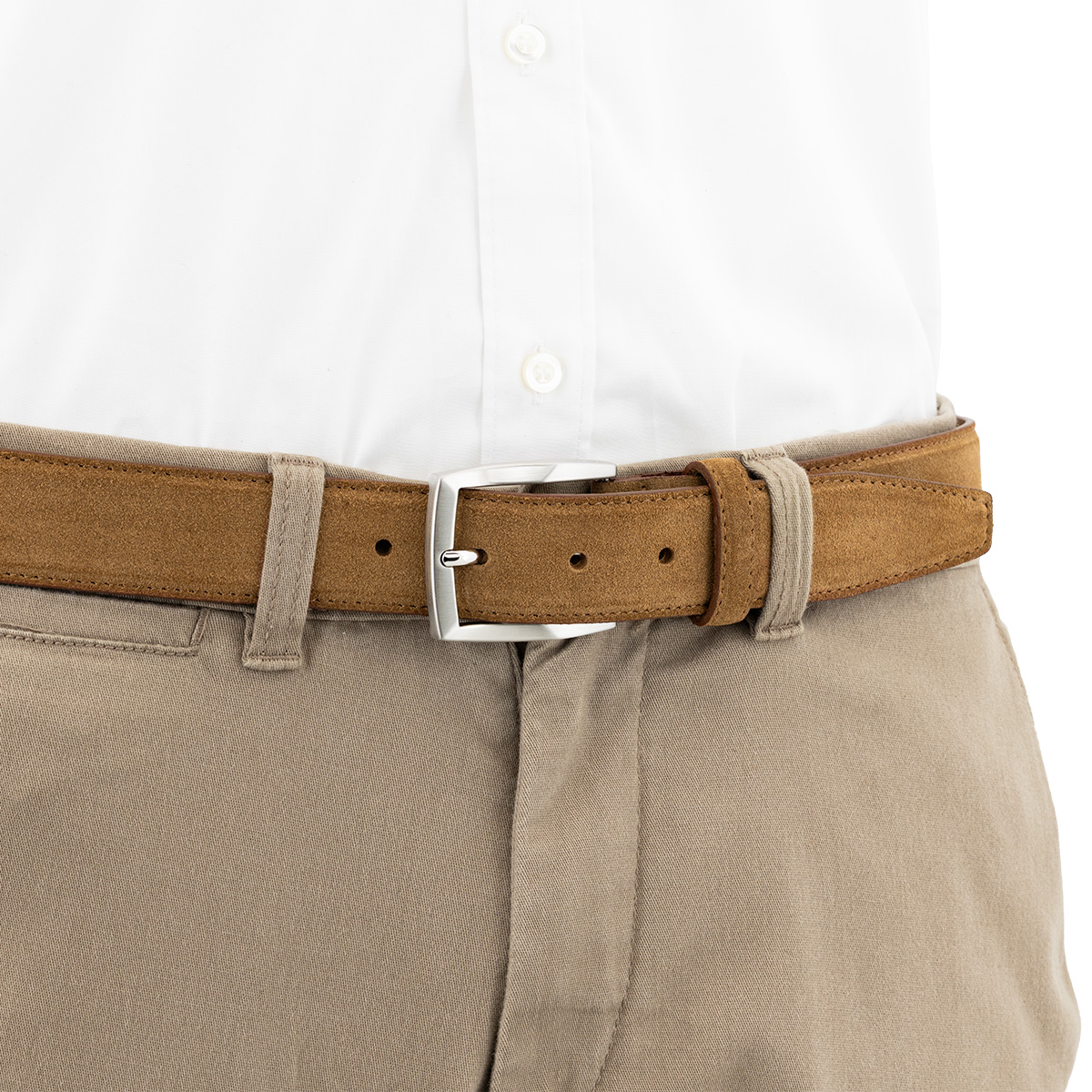 LINDENMANN Herrengürtel Veloursleder cognac