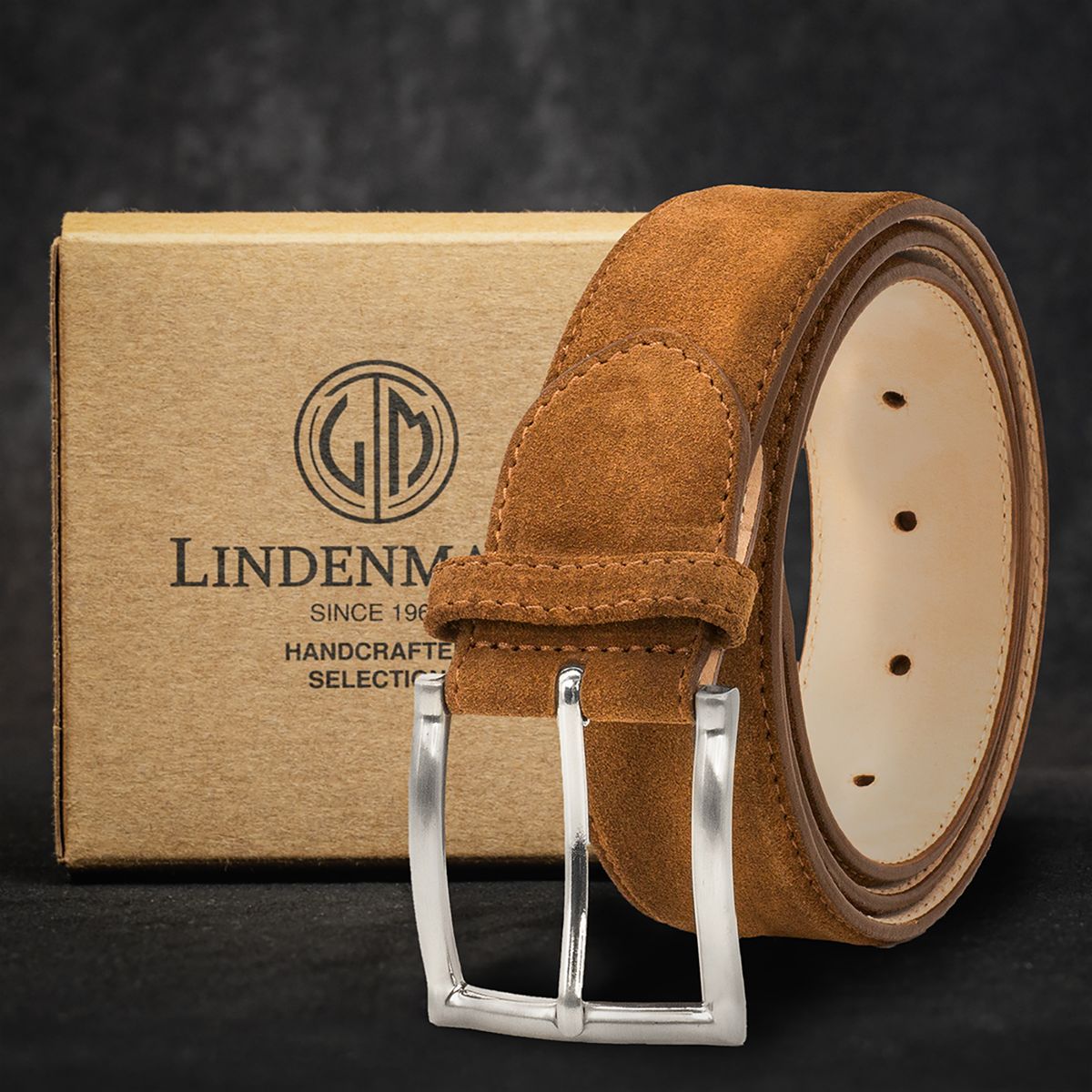 LINDENMANN Herrengürtel Leder cognac