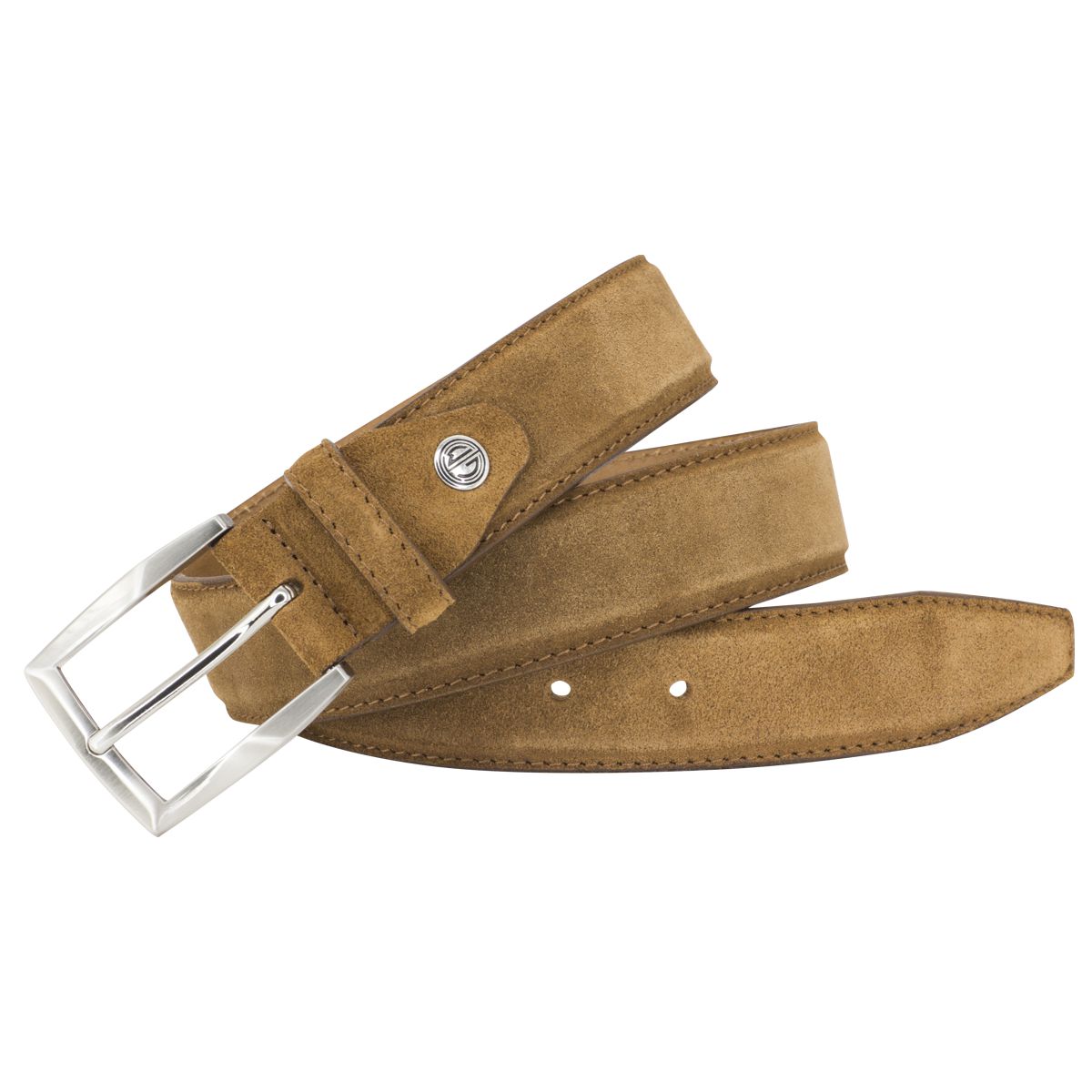 LINDENMANN Leder-Gürtel Herren 35 mm Veloursleder cognac