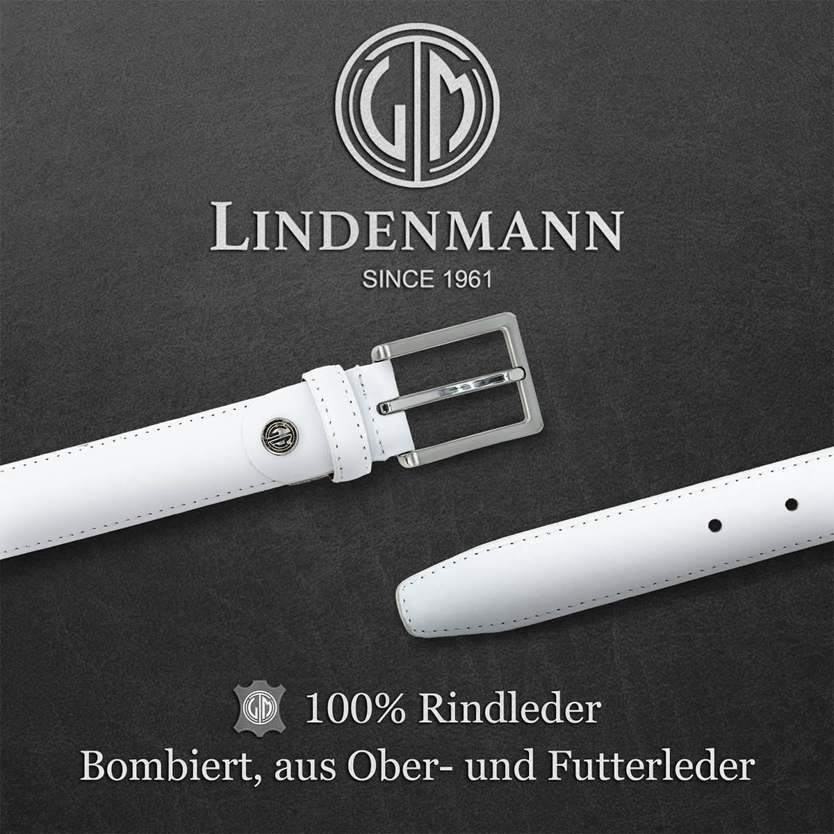 LINDENMANN Anzug-Gürtel 30 mm Rindleder weiss