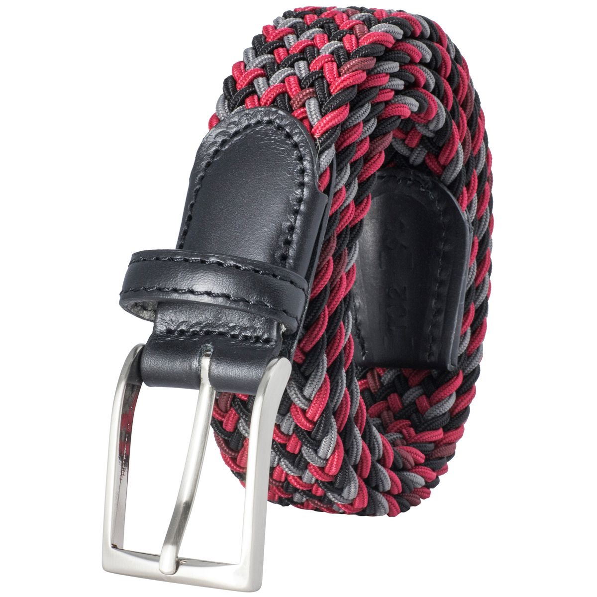 LINDENMANN Ledergürtel Herren, rot/schwarz/grau 32 mm Vollrindleder