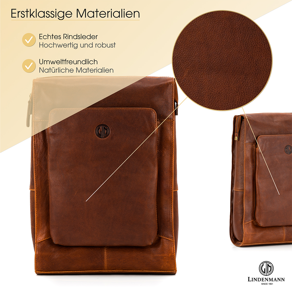Lindenmann Rucksack cognac