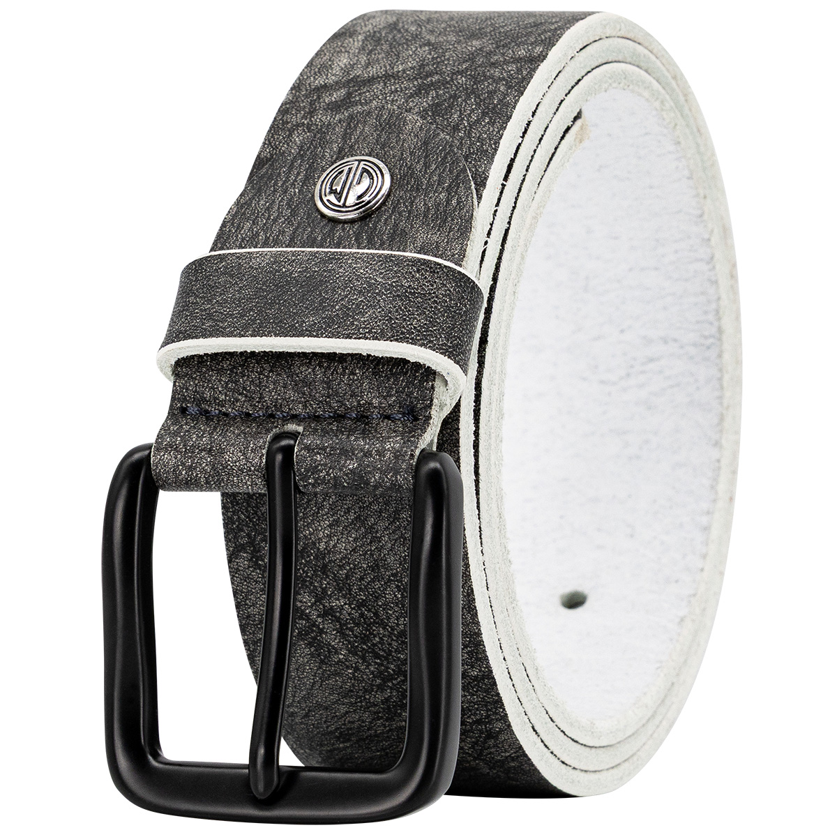 Gürtel,  Leder,  Schwarz,  Schnalle,  Muster, LINDENMANN Herren Vollledergürtel passend zu Jeans anthrazit