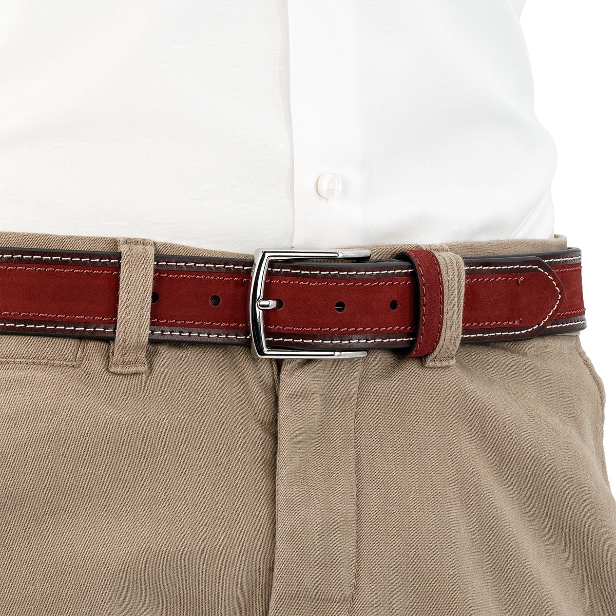 LINDENMANN Premium Ledergürtel rot