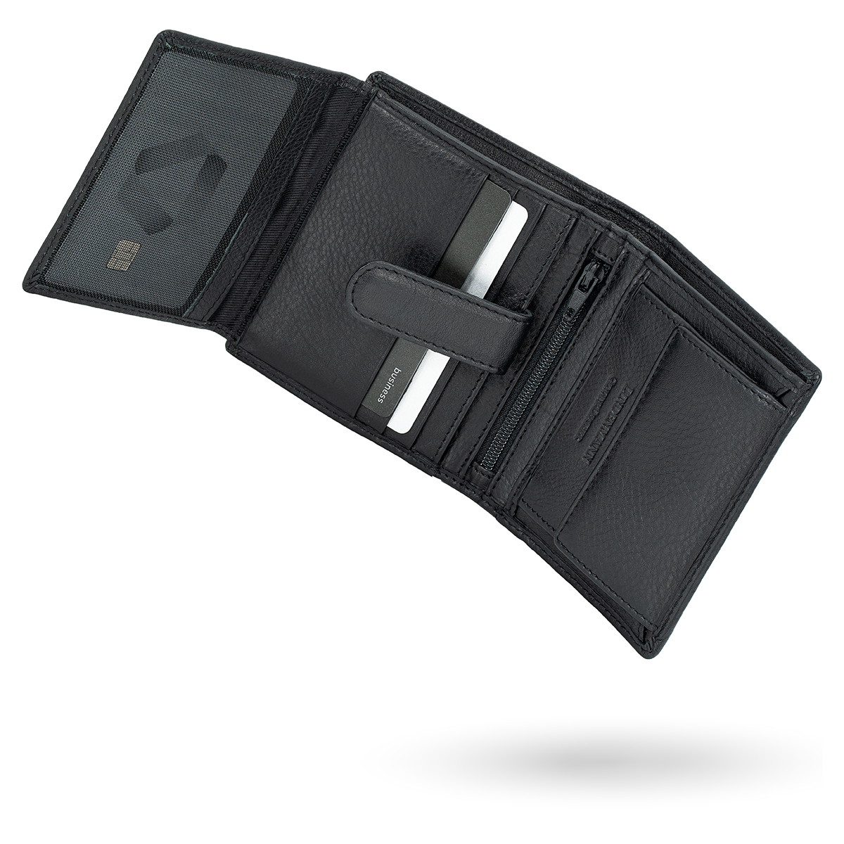 LINDENMANN Herren Leder Portemonnaie schwarz