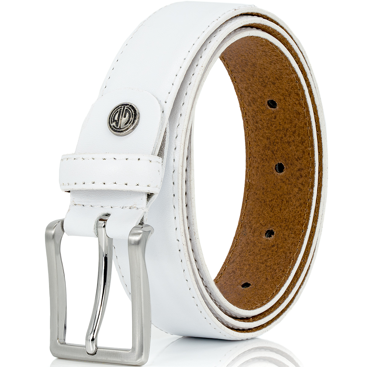 LINDENMANN Gürtel Herren Vollledergürtel aus Rindleder, 30 mm breit , kürzbar,  Gürtel Herren XXL, weiss Zubehor, Gürtel, Riemen, Schnalle, Zubehor, Gürtel, Riemen, Schnalle,