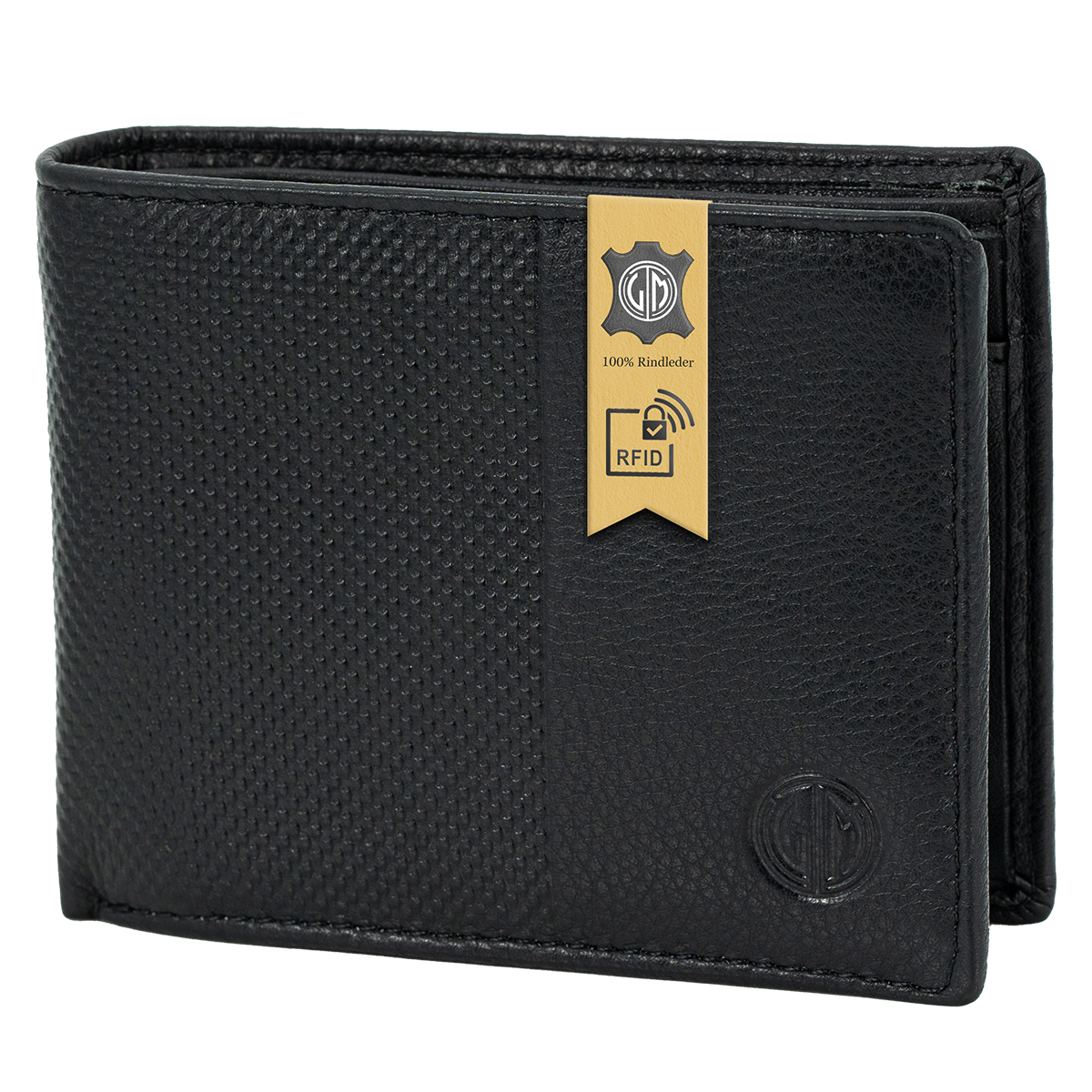 LINDENMANN Herren Leder Portemonnaie schwarz