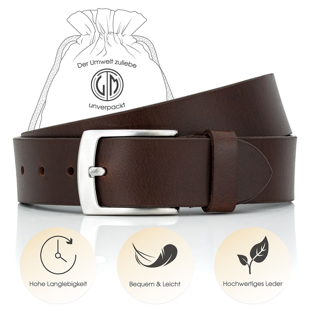LINDENMANN Ledergürtel Herren braun