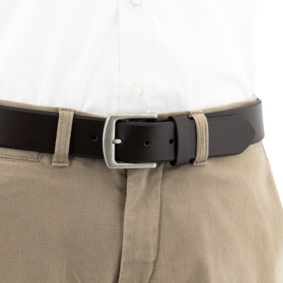 LINDENMANN Herren Vollrindledergürtel passend zu Jeanshosen im Casual-Style in dunkelbraun