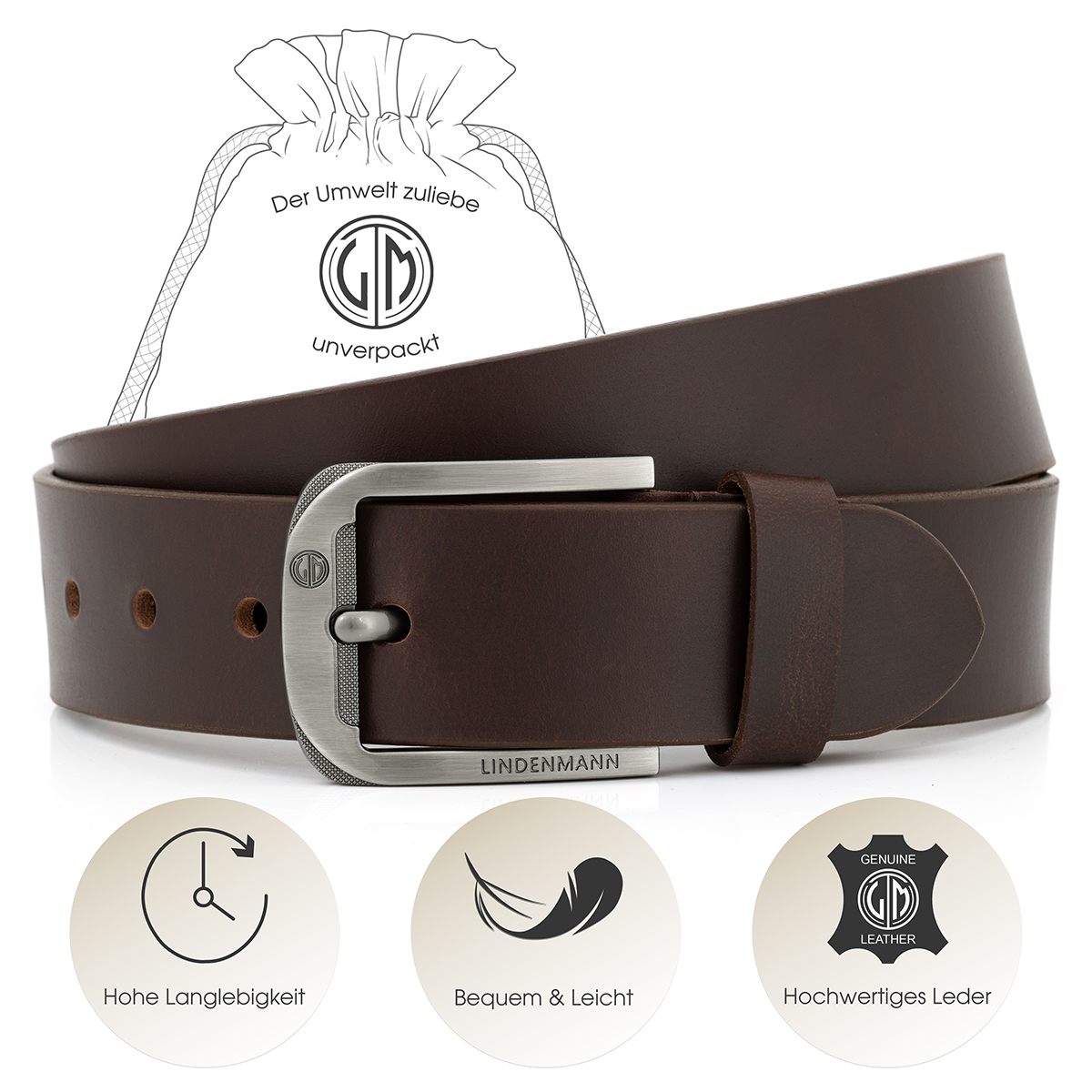 LINDENMANN Ledergürtel Jeans Herren braun