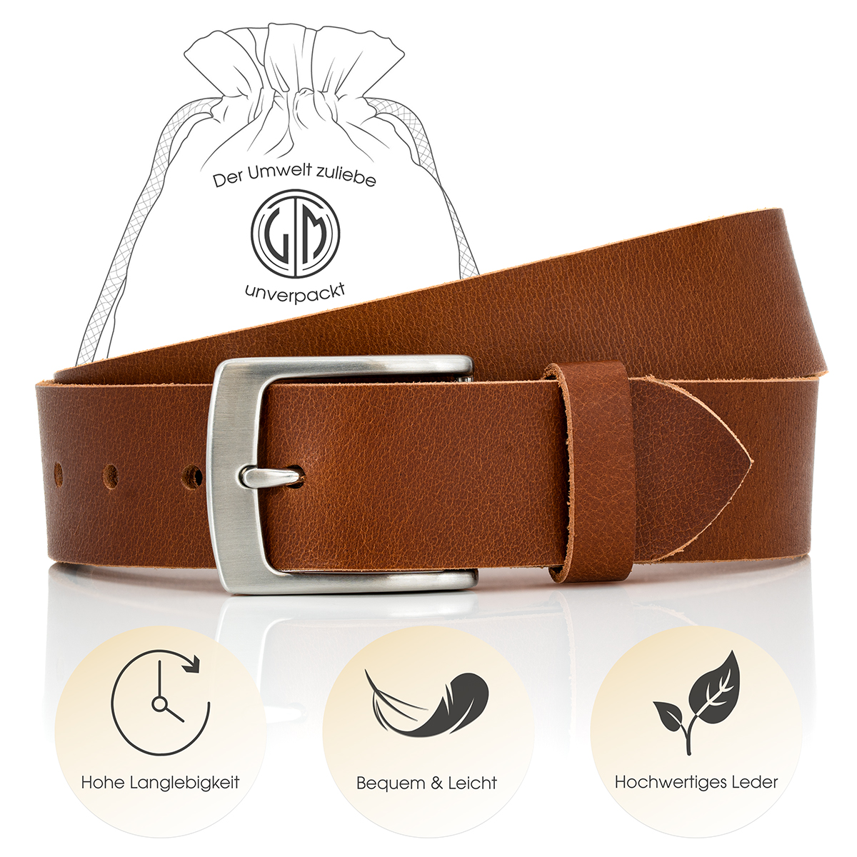 LINDENMANN Ledergürtel cognac