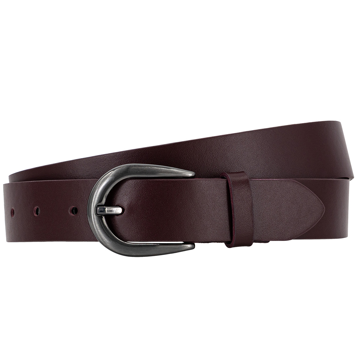 Gürtel, Leder, Burgunderrot, Metallösen, Dornschließe, LINDENMANN Damen Vollrindledergürtel aus 100% Echtleder bordeaux